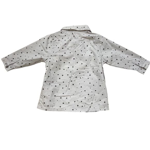 DPAM brand Infant Button Down‎ Long Sleeve Shirt Grey With Stars Size 6 Months - Picture 3 of 7